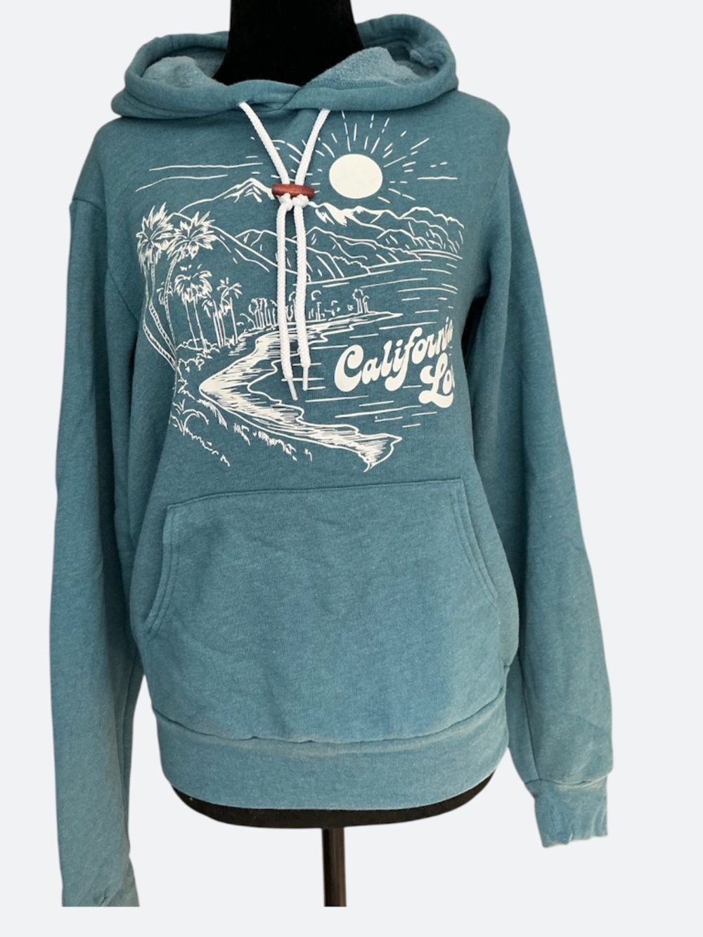Life Unplugged Blue Soft Cotton Pull On Hoodie California Love Logo NWOT SZ S